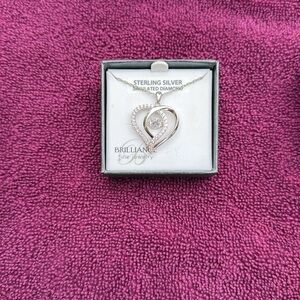 Dazzling Silver Heart Pendant Necklace with Sparkling Center Stone